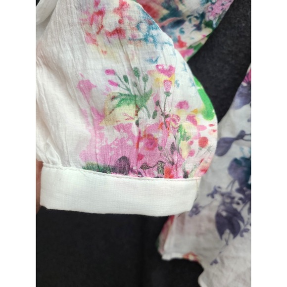 Cyrena M Cold Shoulder Light Top Fairy Beach Coastal Floral - Picture 3 of 11